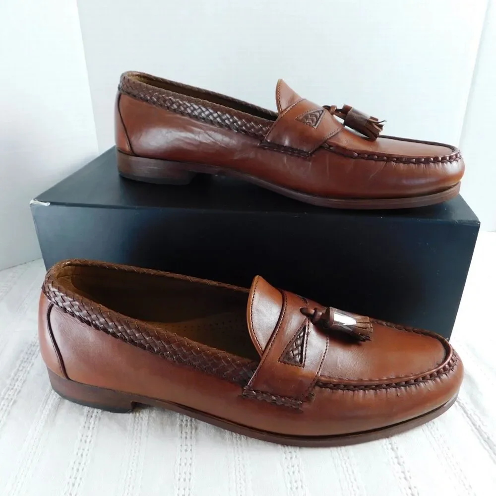 Allen Edmonds Maxfield Brown Leather Tassel Loafers 13B Slip-On Shoes New w/ Box
